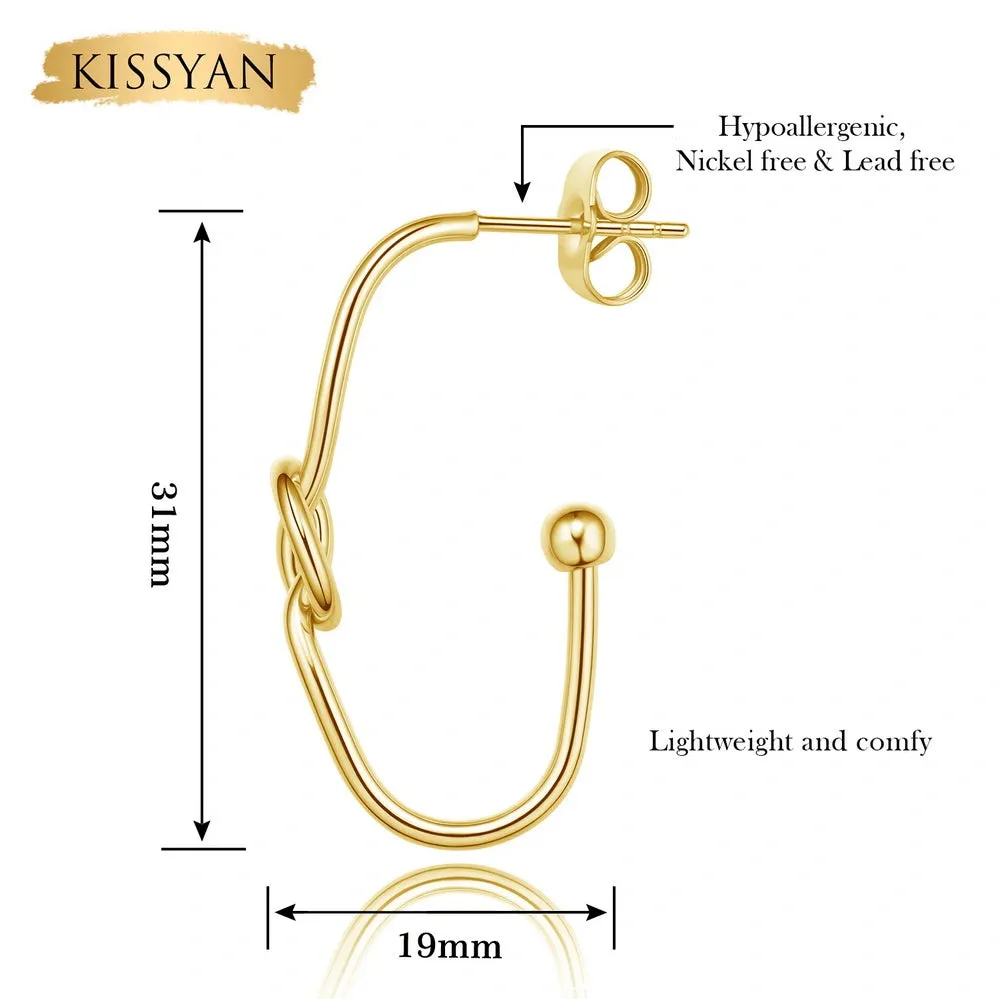 14K Gold Plated Geometric Twisted Huggie Hoops Earrings- Oval Hoop