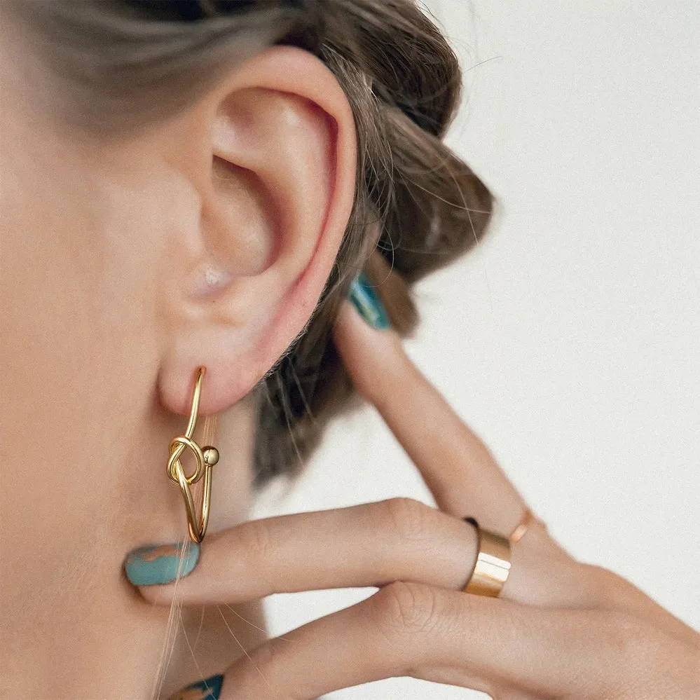 14K Gold Plated Geometric Twisted Huggie Hoops Earrings- Oval Hoop