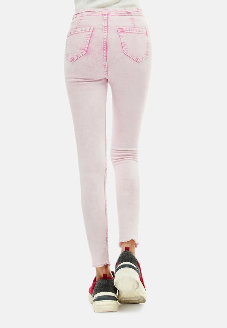 acid wash frayed hem jeans