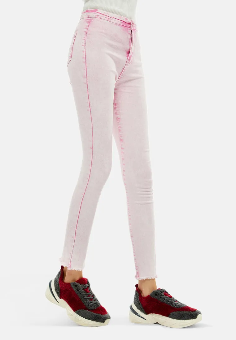 acid wash frayed hem jeans