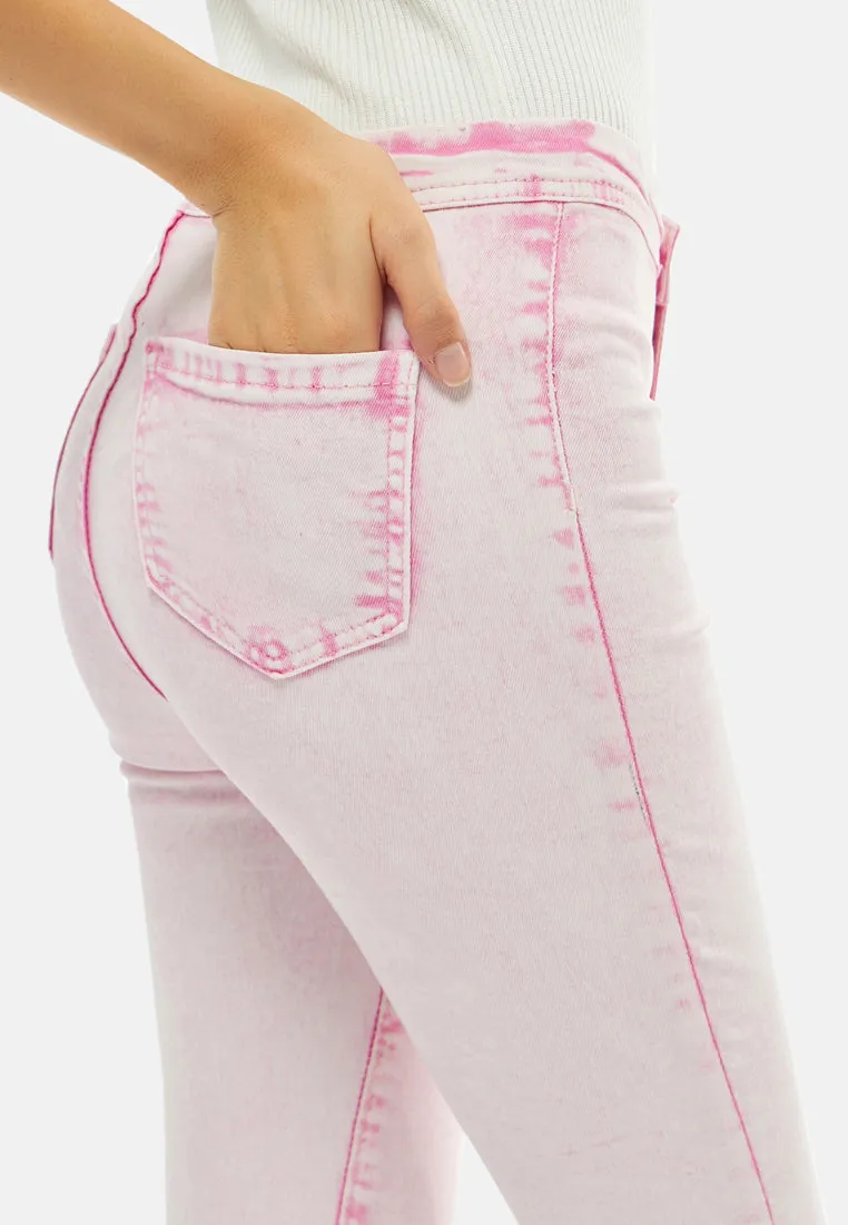 acid wash frayed hem jeans