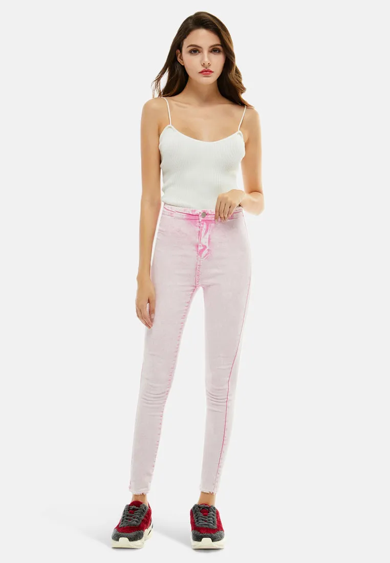 acid wash frayed hem jeans