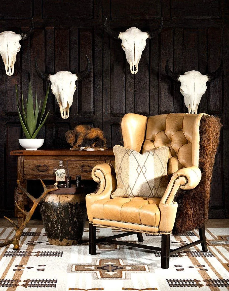 American Bison Tufted Leather Arm Chair