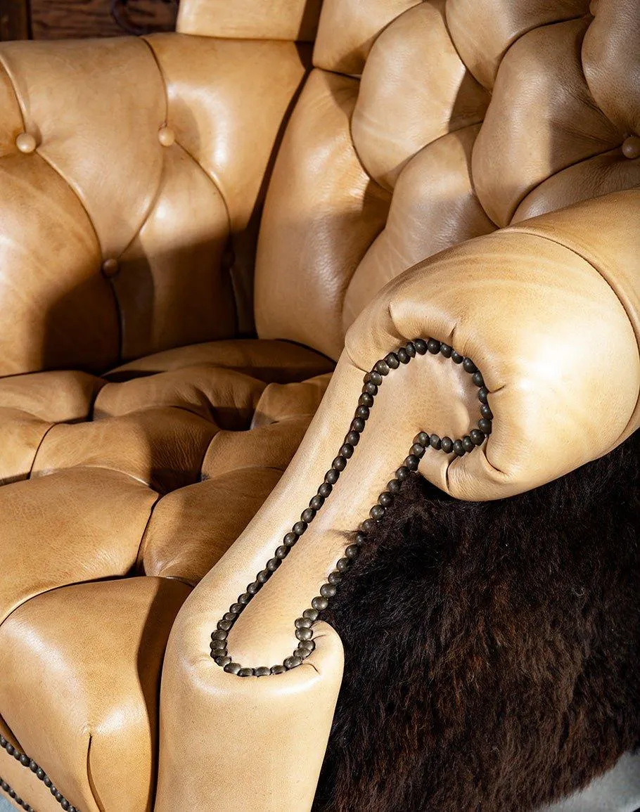 American Bison Tufted Leather Arm Chair