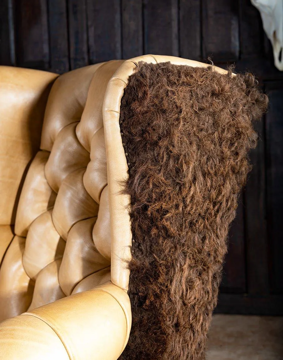American Bison Tufted Leather Arm Chair
