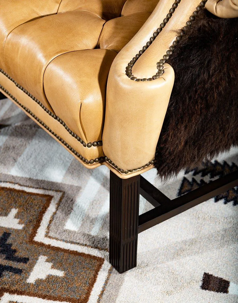 American Bison Tufted Leather Arm Chair