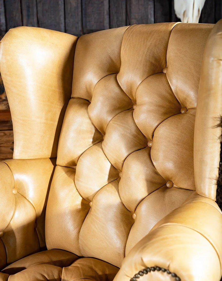 American Bison Tufted Leather Arm Chair