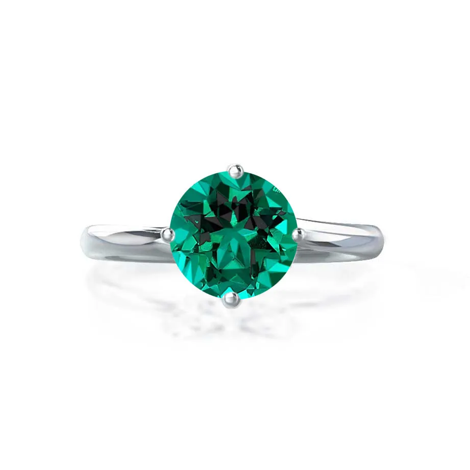 ANNORA - Chatham® Emerald 18k White Gold Twist Solitaire Ring