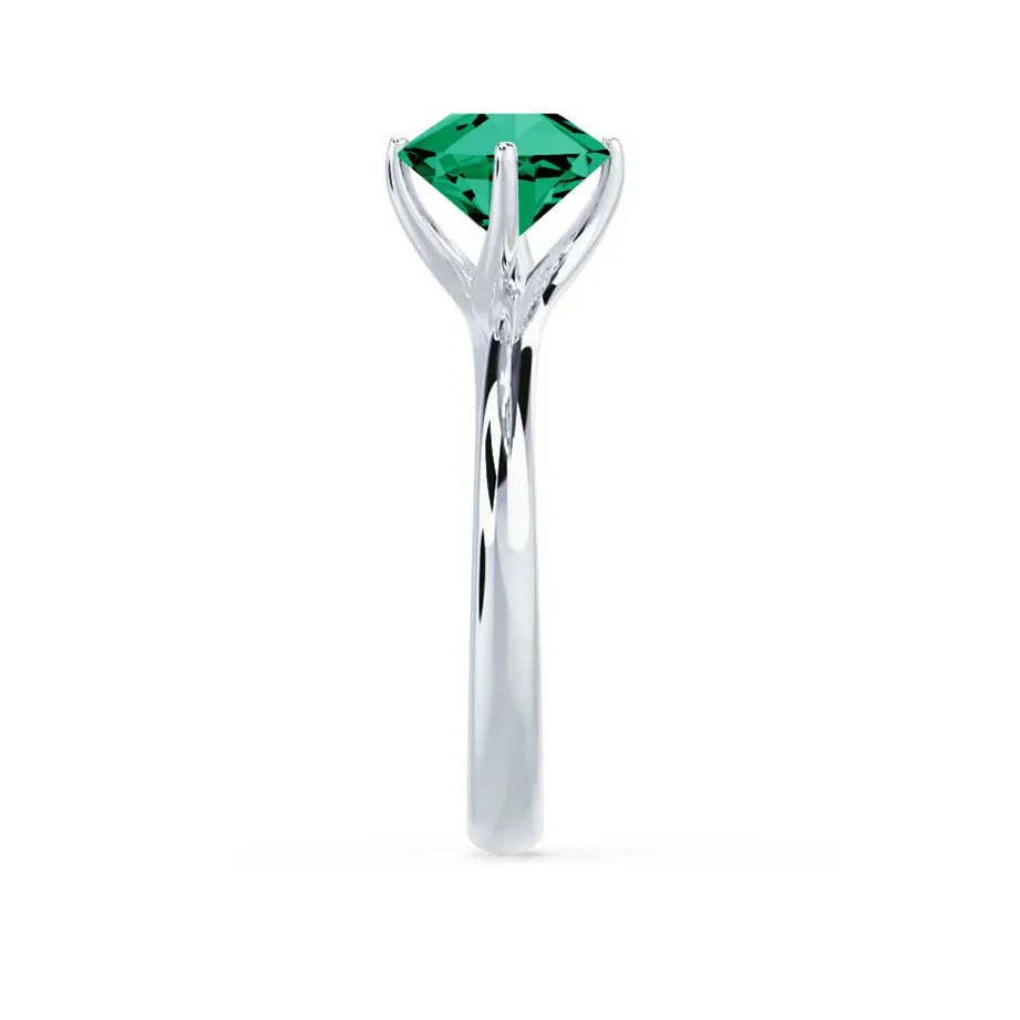 ANNORA - Chatham® Emerald 18k White Gold Twist Solitaire Ring