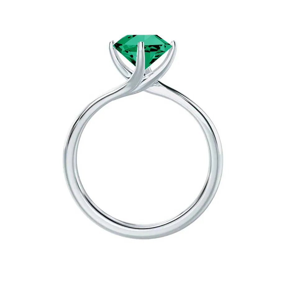 ANNORA - Chatham® Emerald 18k White Gold Twist Solitaire Ring
