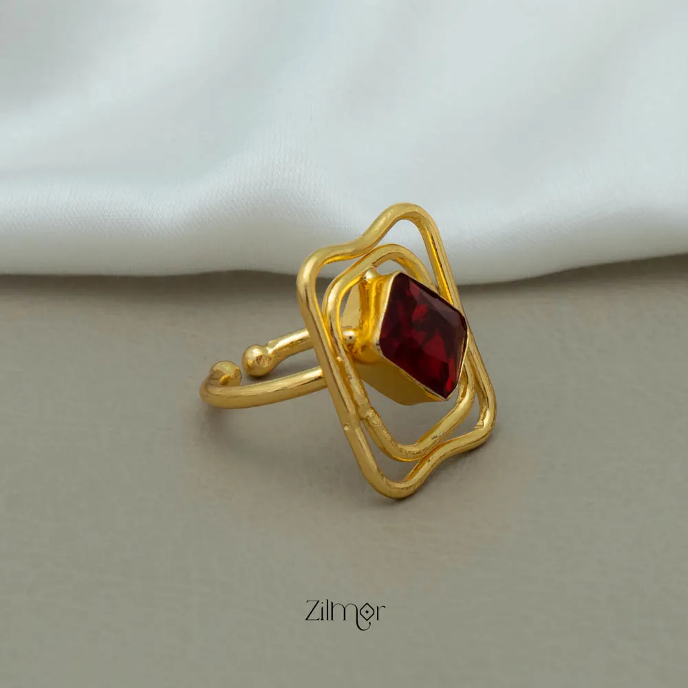 AS101138 - Rectangular Shape Golden Ring (color option)