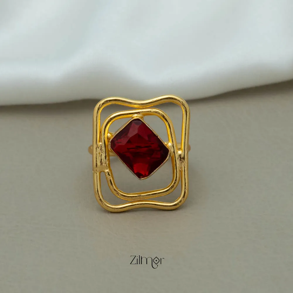 AS101138 - Rectangular Shape Golden Ring (color option)