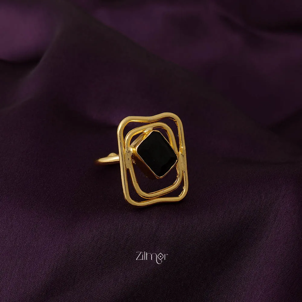 AS101138 - Rectangular Shape Golden Ring (color option)