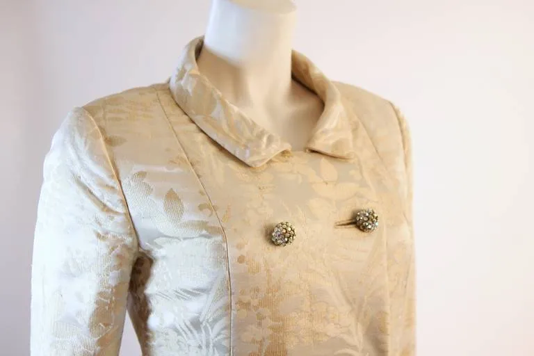BEN ZUCKERMAN 2 pc Cream, Silver Brocade Coat & Gown