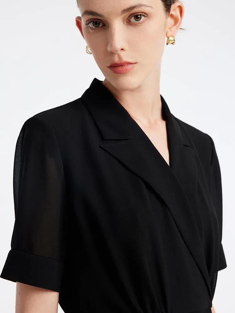 Black Acetate Double Breasted Blazer Dress