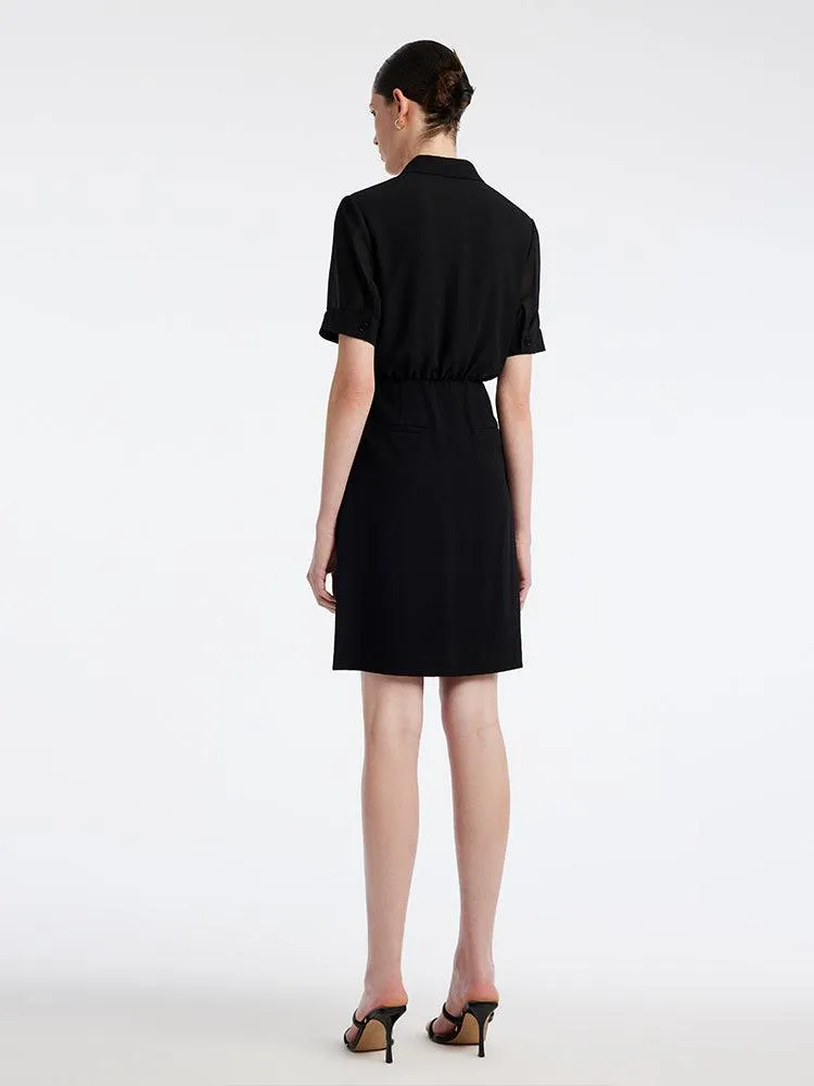 Black Acetate Double Breasted Blazer Dress