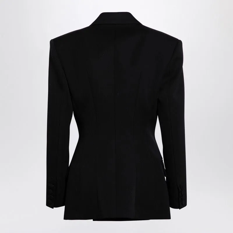 BLACK WOOL DOUBLE-BREASTED JACKET