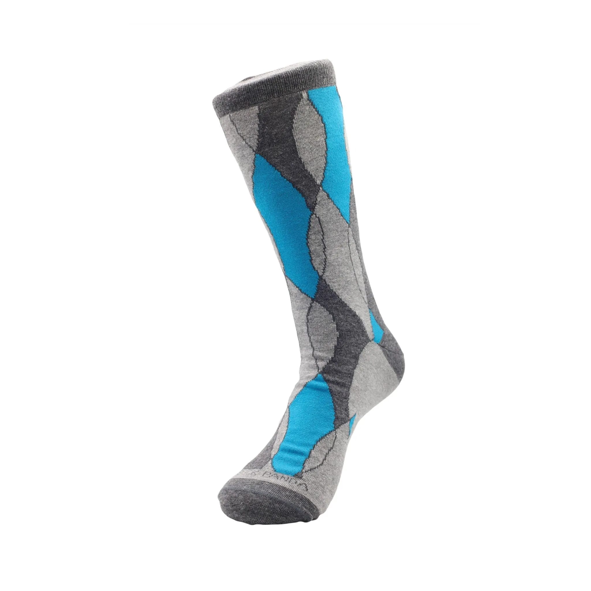 Blue and Grey Wavy Pattern Office Socks (Adult Large - Shoes Sizes 8-13)