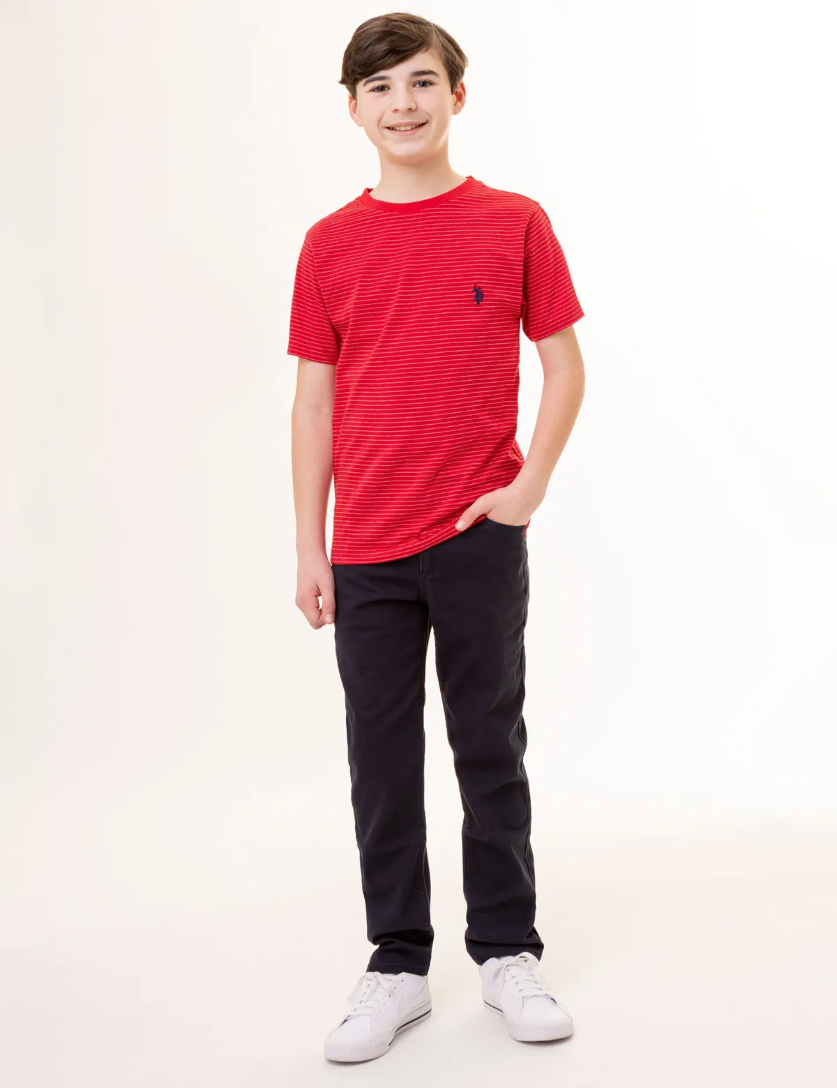 BOYS DASH STRIPE CREW NECK T-SHIRT