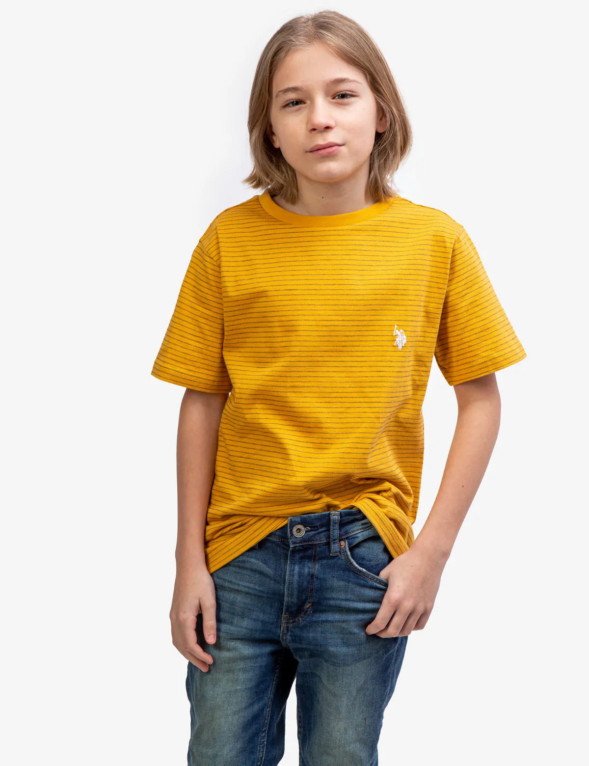 BOYS DASH STRIPE CREW NECK T-SHIRT