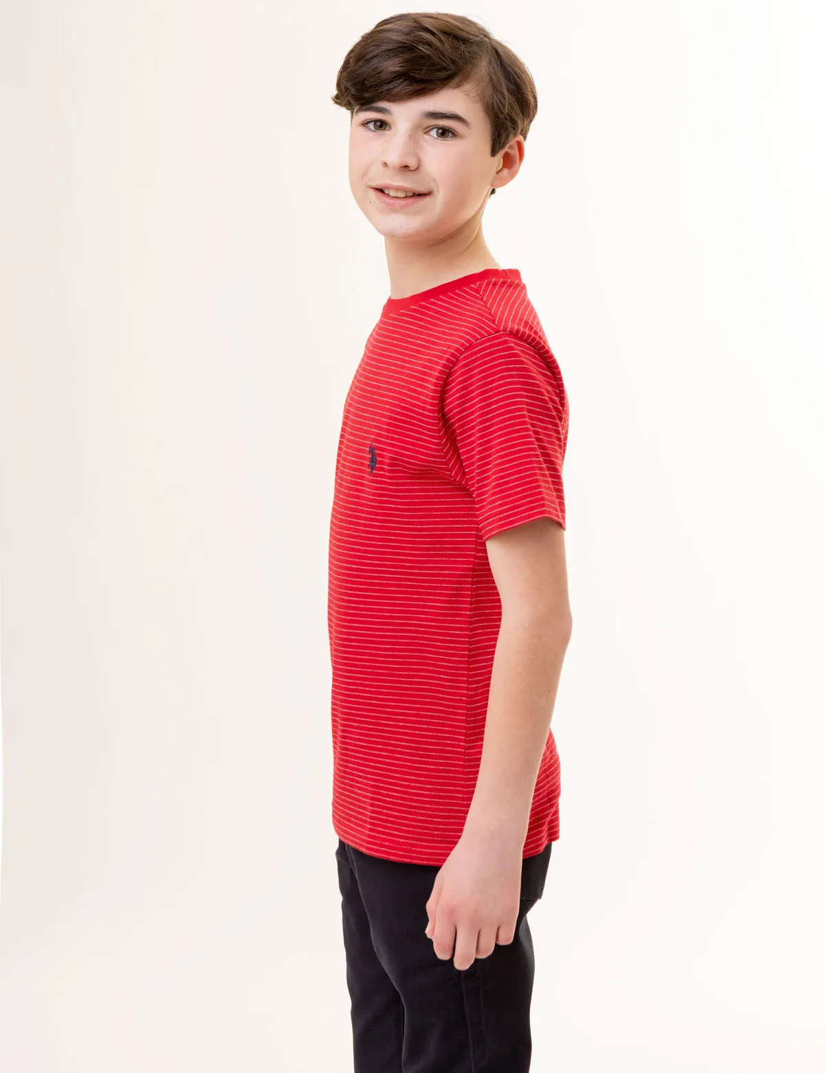 BOYS DASH STRIPE CREW NECK T-SHIRT