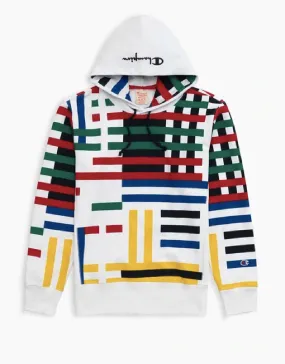 Champion Europe Graphic Stripe Reverse Weave Hoodie Chalk White