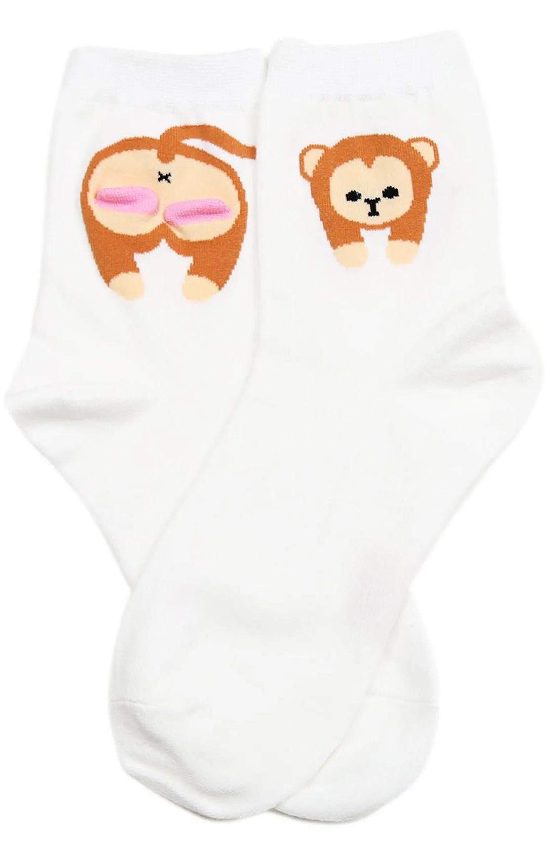Cheeky Monkey Bum Cotton Socks White