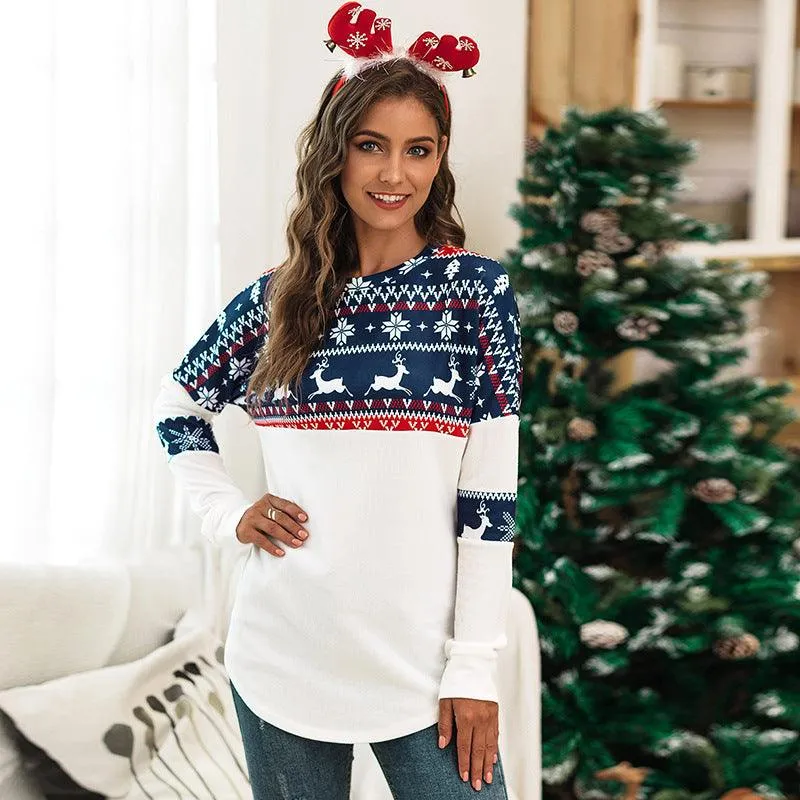 Christmas color block print sweatshirt