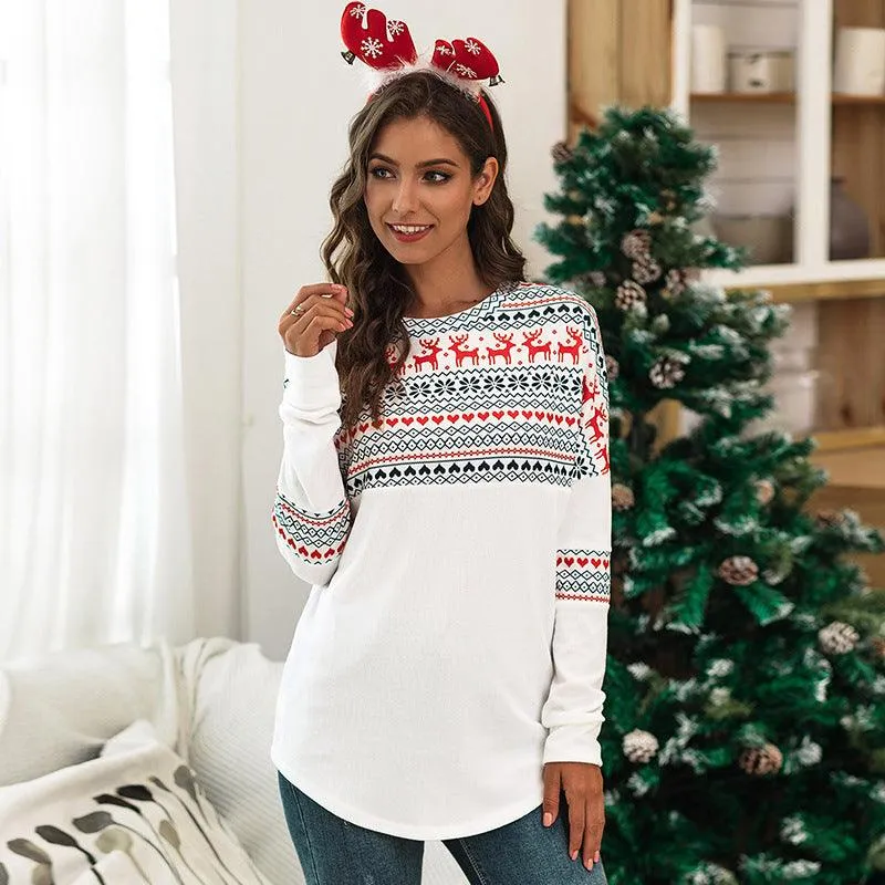 Christmas color block print sweatshirt