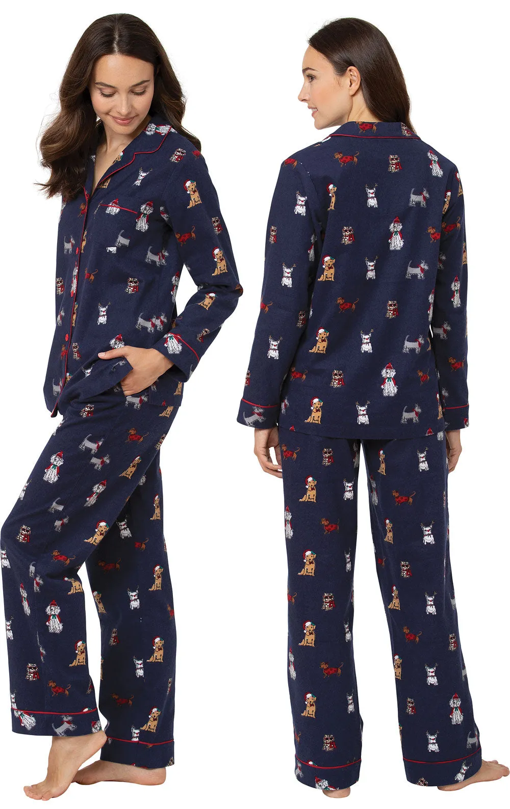 Christmas Dogs Flannel Boyfriend Pajamas - Groups