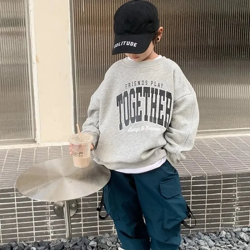 Cozy Kids' Playtime Sweatshirt in Grey & Red
