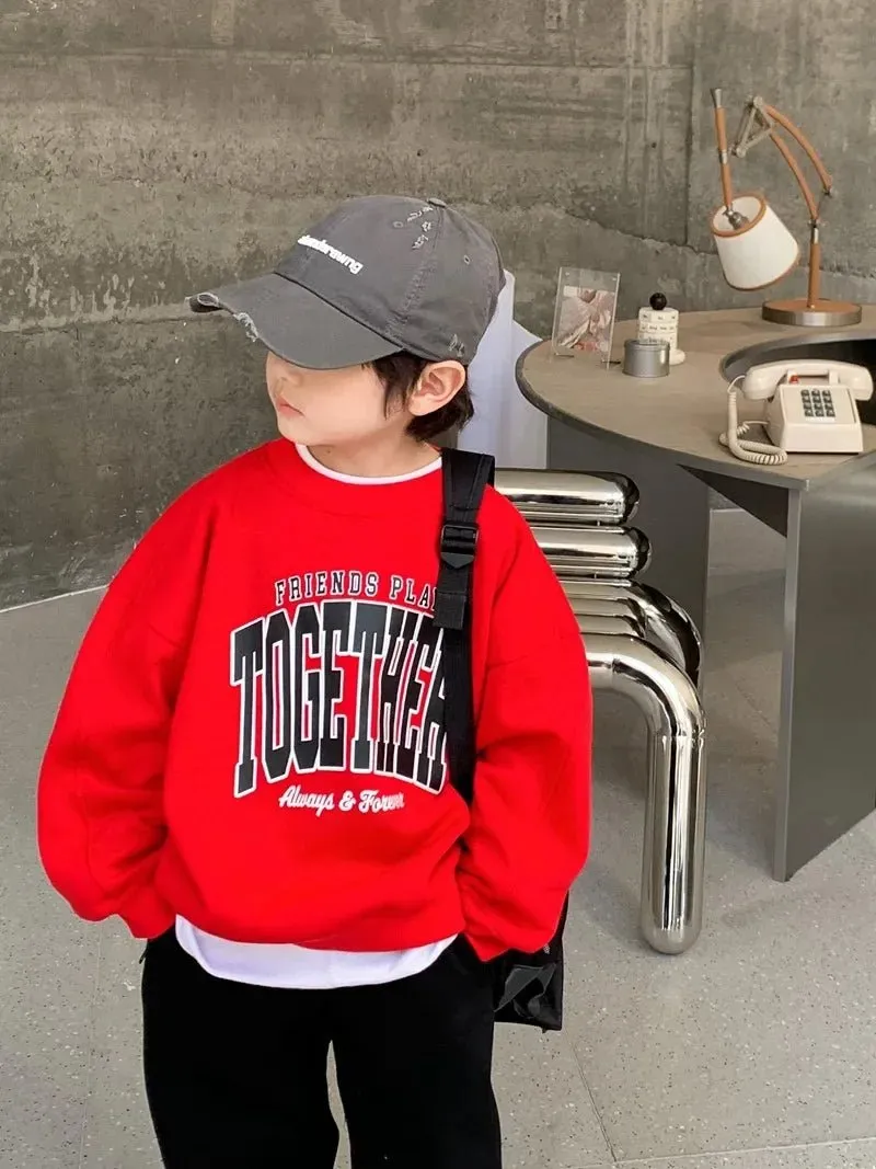 Cozy Kids' Playtime Sweatshirt in Grey & Red
