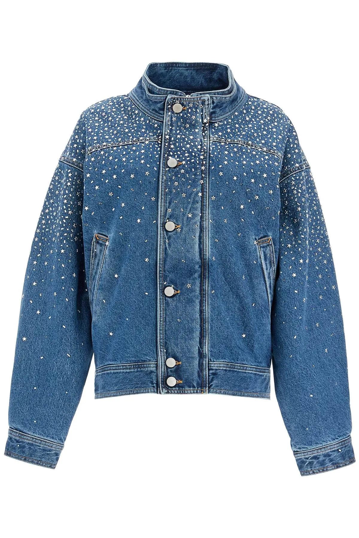 Denim Bomber Jacket With Rhin