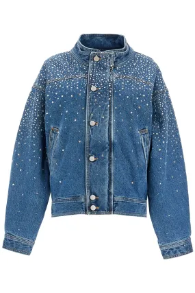 Denim Bomber Jacket With Rhin