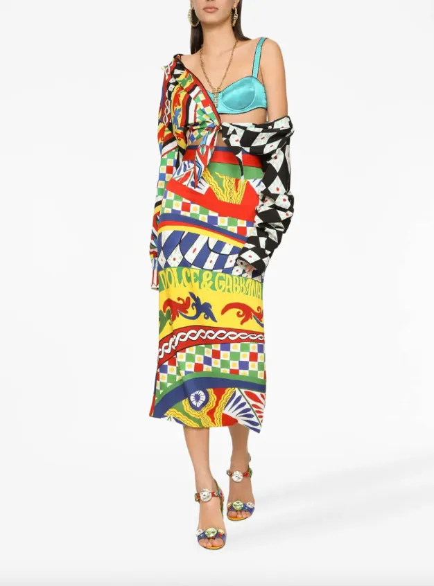 Dolce & Gabbana graphic-print tie-waist shirt
