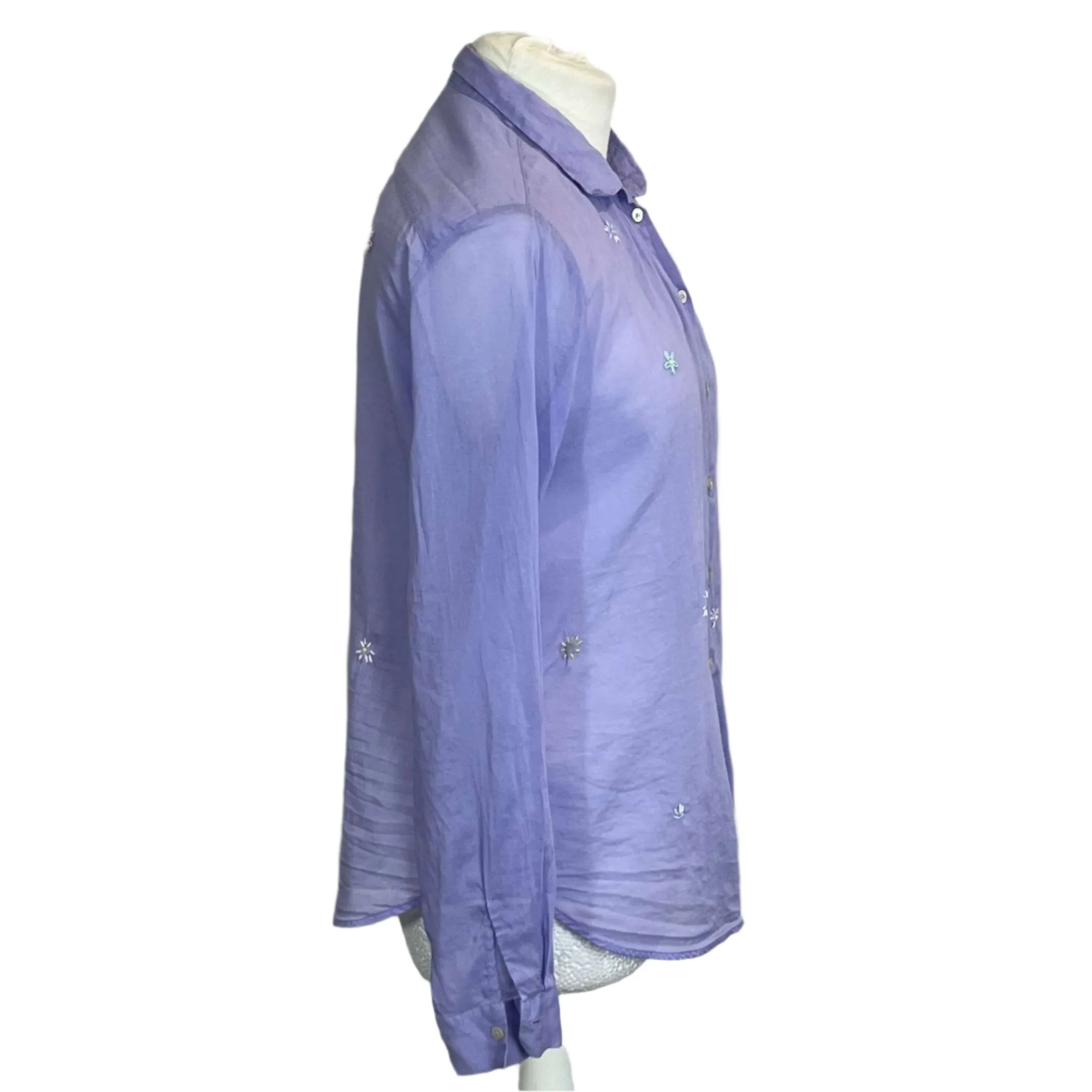 Forte Forte Lilac Embroidered Cotton & Silk Shirt XS/S