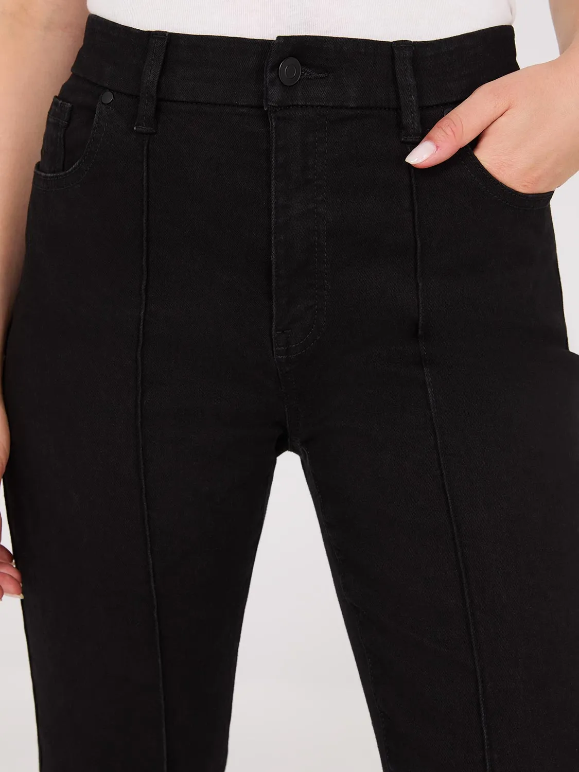 Front Pintuck Bootcut Jeans