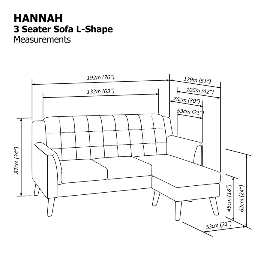 Hannah L-shape 3 Seat Sofa