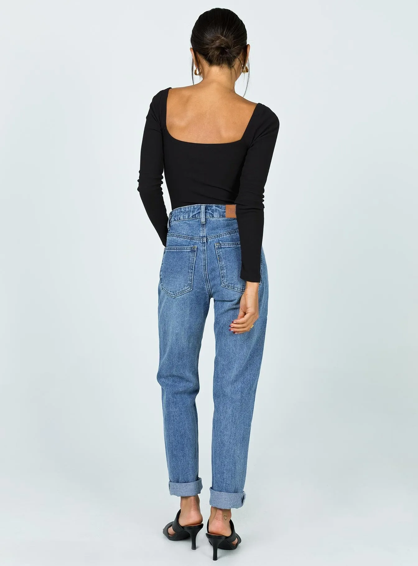 Hayden Knee Rip Jeans Mid Wash Denim