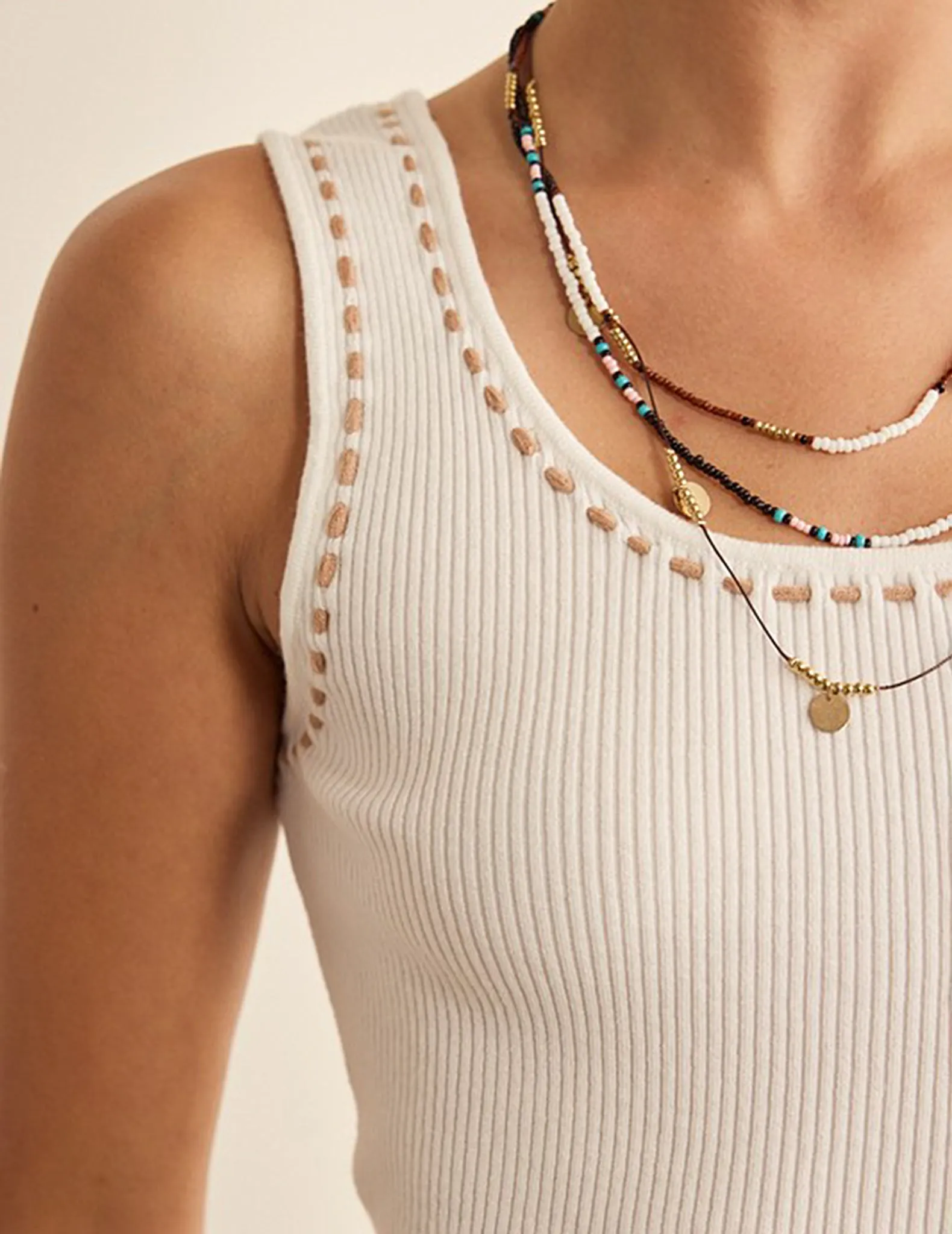 Maeve Contrast Stitch Rib Knit Tank