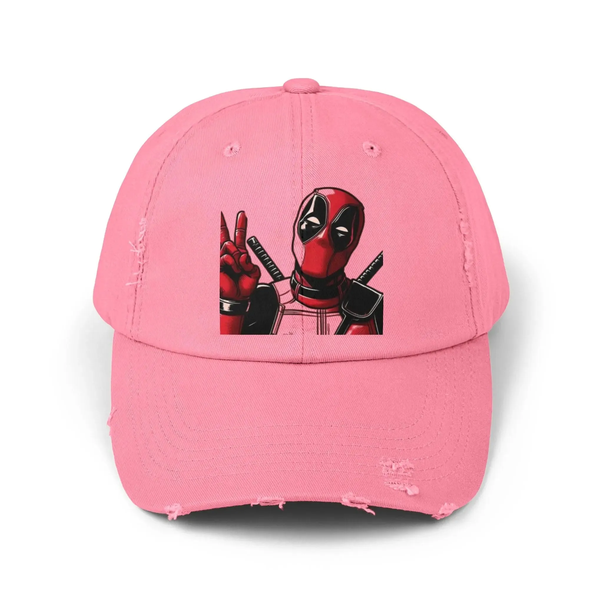 Men's & Women's  Distressed Cap with Deadpool Design - Trendy Casual Headwear for Marvel Fans
