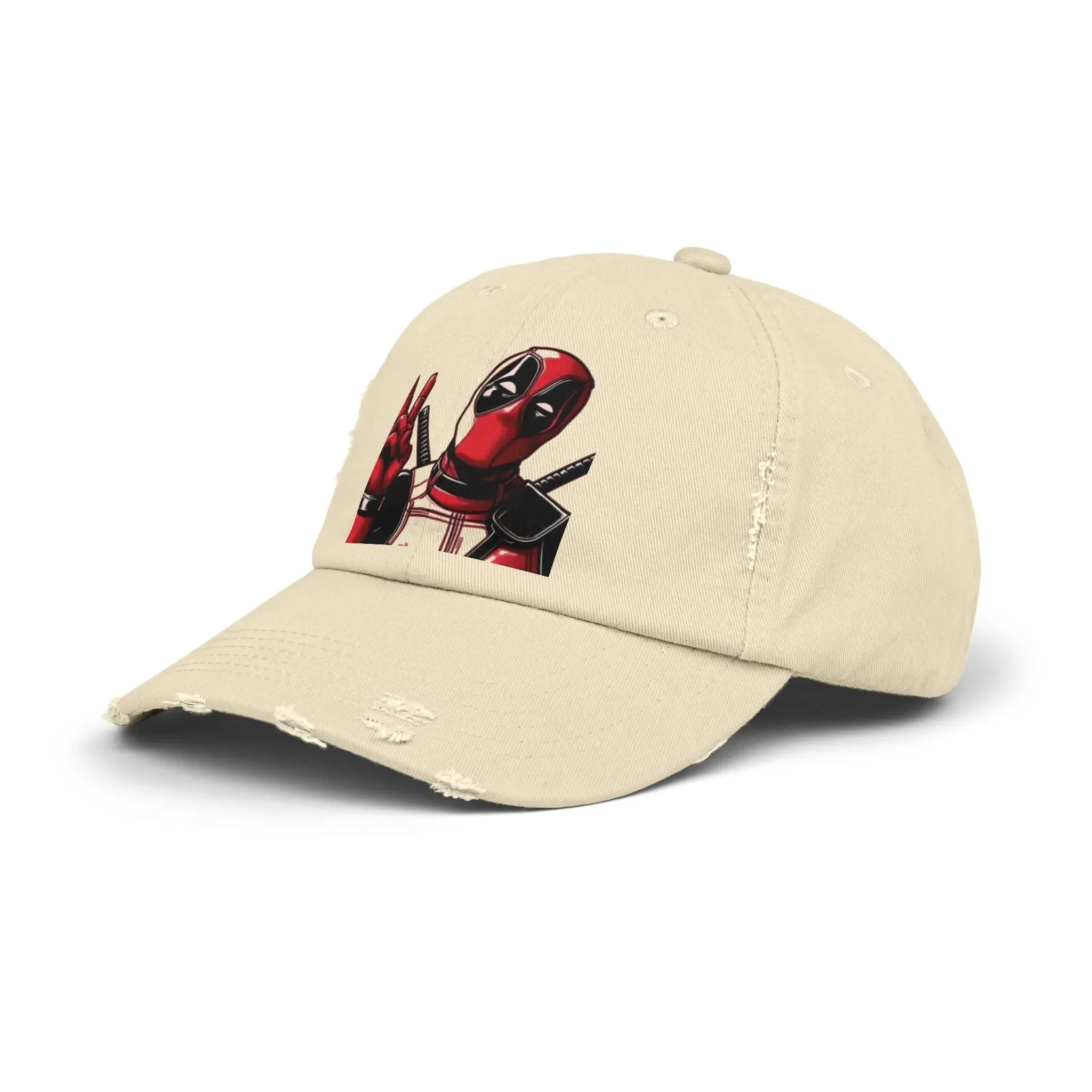 Men's & Women's  Distressed Cap with Deadpool Design - Trendy Casual Headwear for Marvel Fans