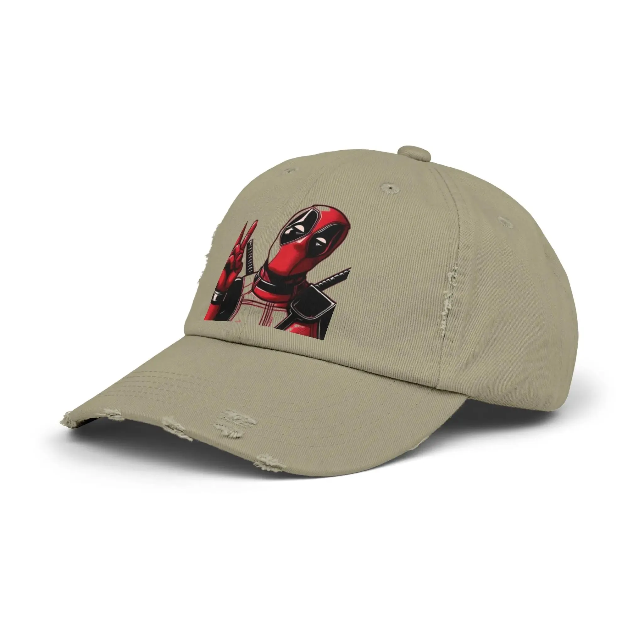 Men's & Women's  Distressed Cap with Deadpool Design - Trendy Casual Headwear for Marvel Fans