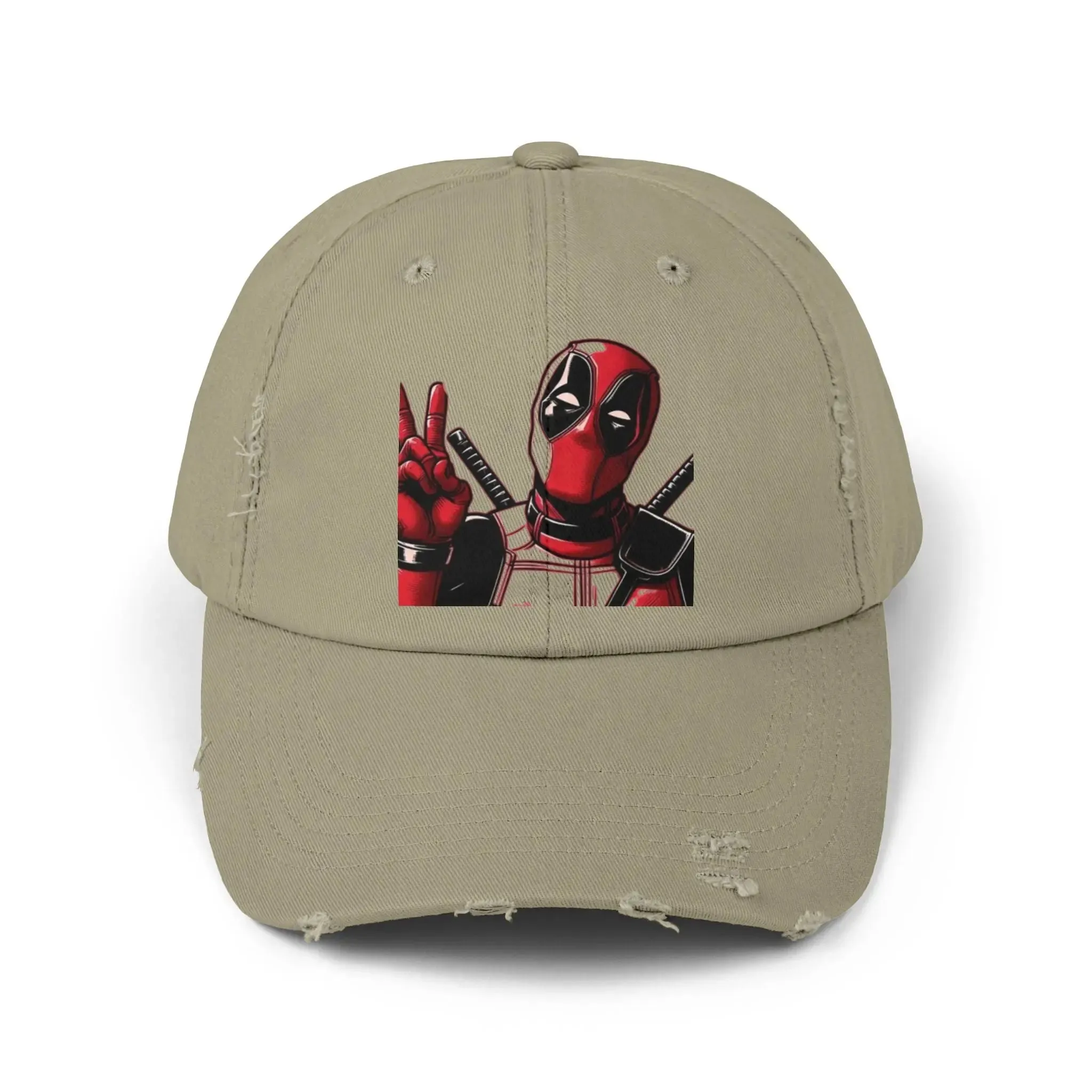 Men's & Women's  Distressed Cap with Deadpool Design - Trendy Casual Headwear for Marvel Fans