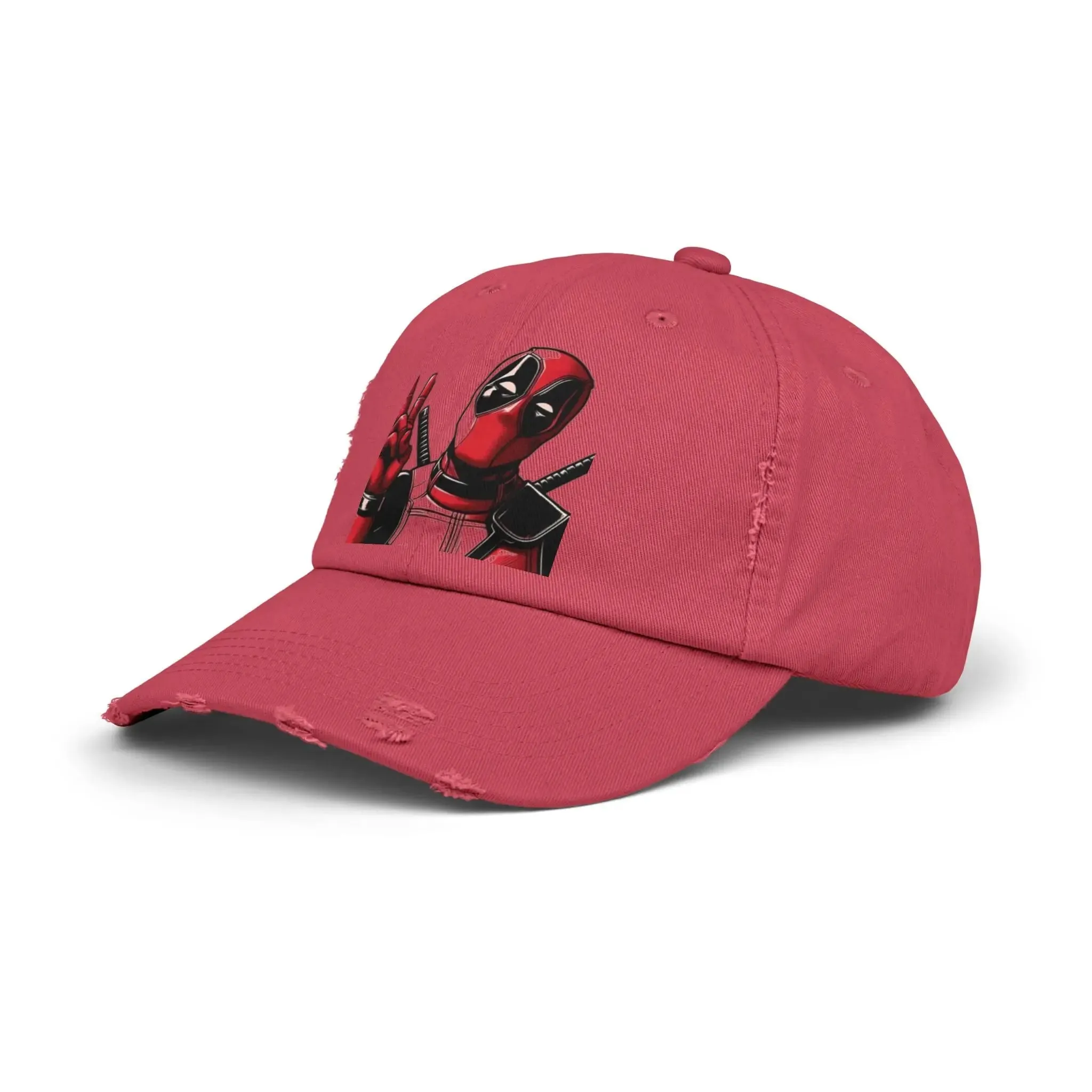 Men's & Women's  Distressed Cap with Deadpool Design - Trendy Casual Headwear for Marvel Fans