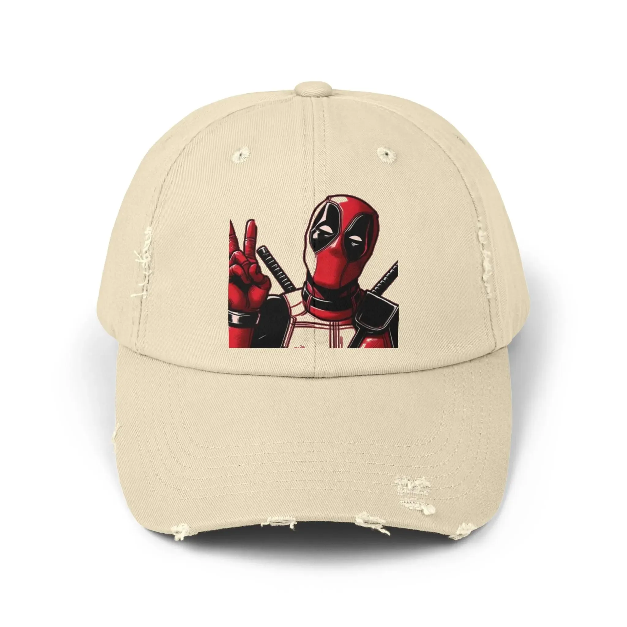Men's & Women's  Distressed Cap with Deadpool Design - Trendy Casual Headwear for Marvel Fans