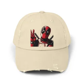 Men's & Women's  Distressed Cap with Deadpool Design - Trendy Casual Headwear for Marvel Fans