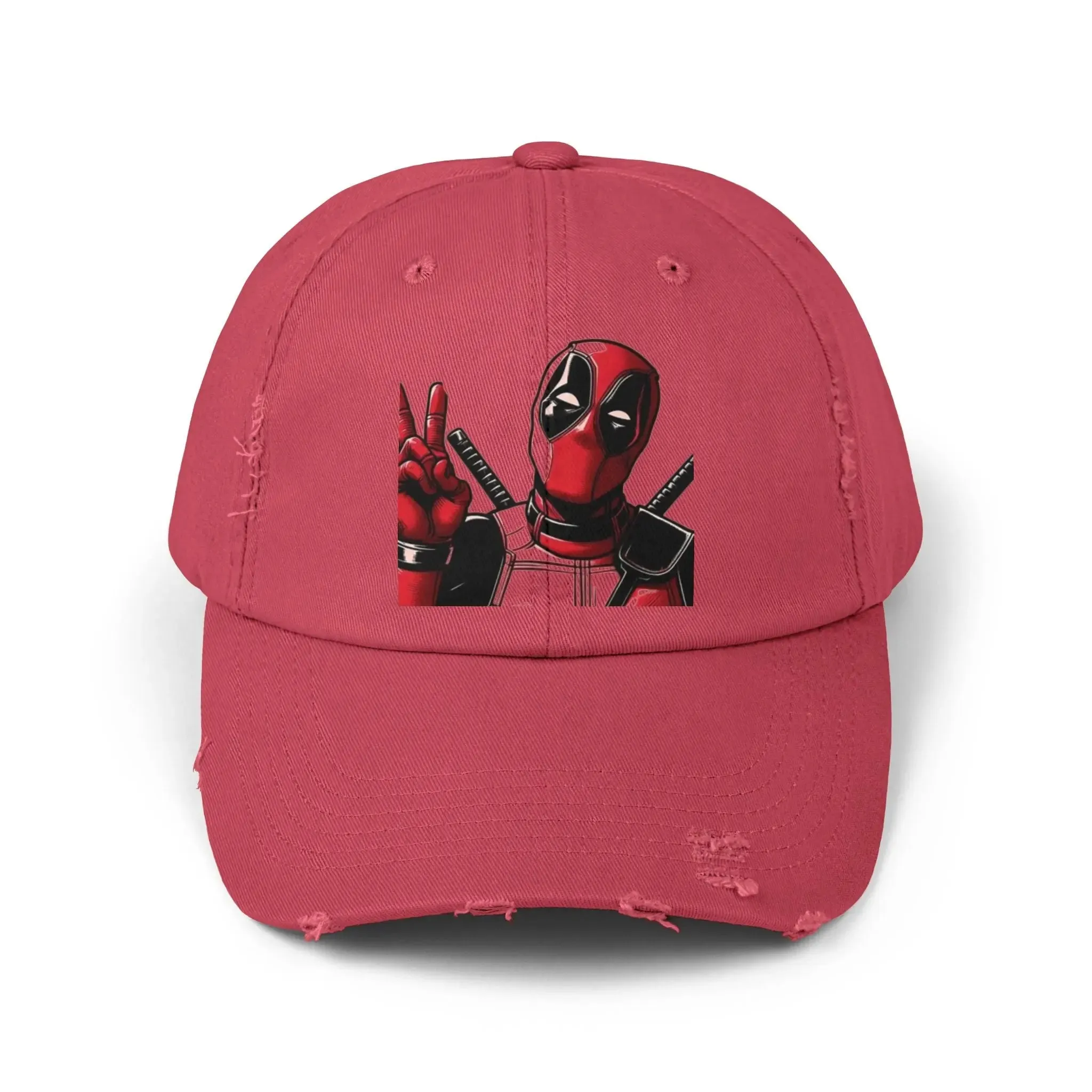 Men's & Women's  Distressed Cap with Deadpool Design - Trendy Casual Headwear for Marvel Fans