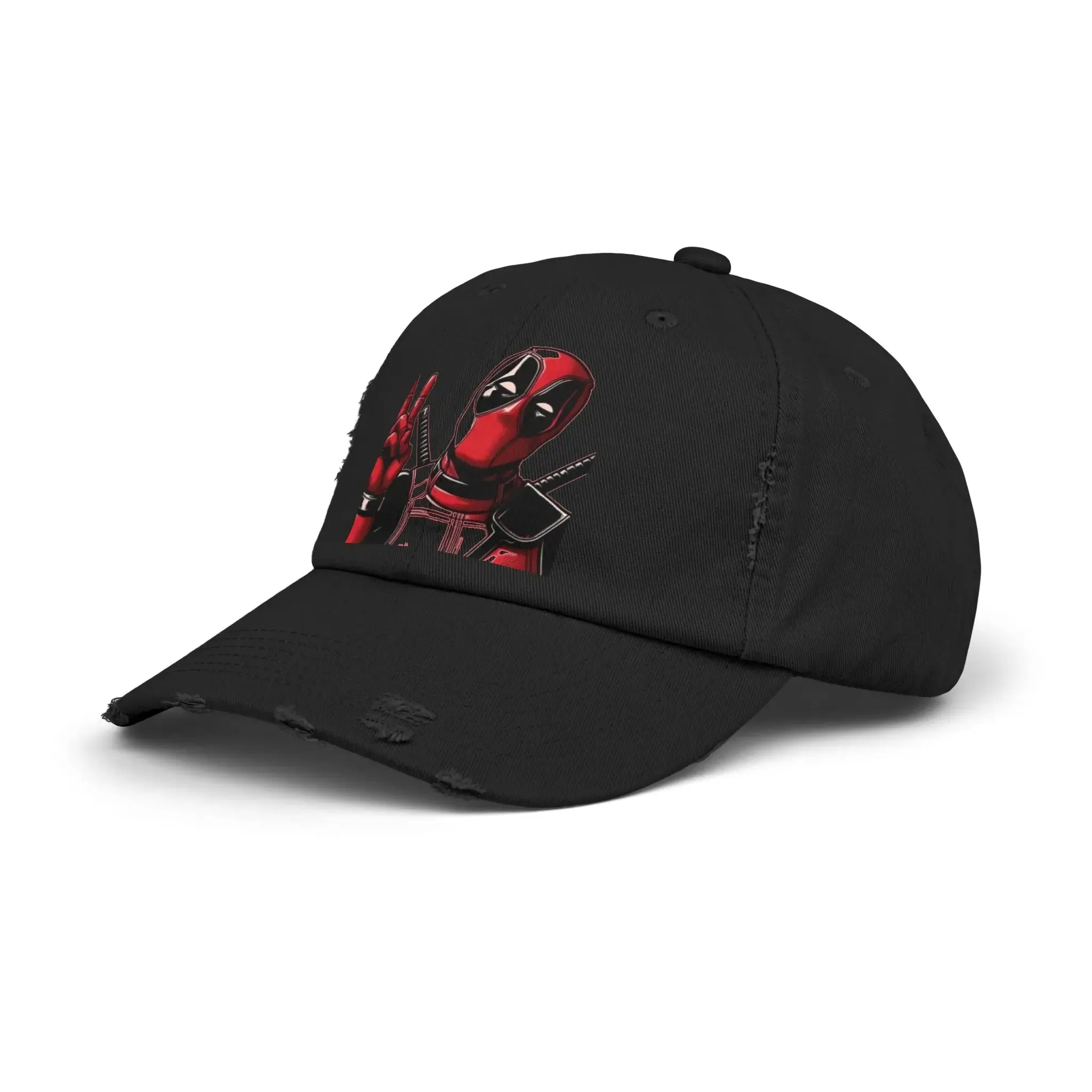 Men's & Women's  Distressed Cap with Deadpool Design - Trendy Casual Headwear for Marvel Fans