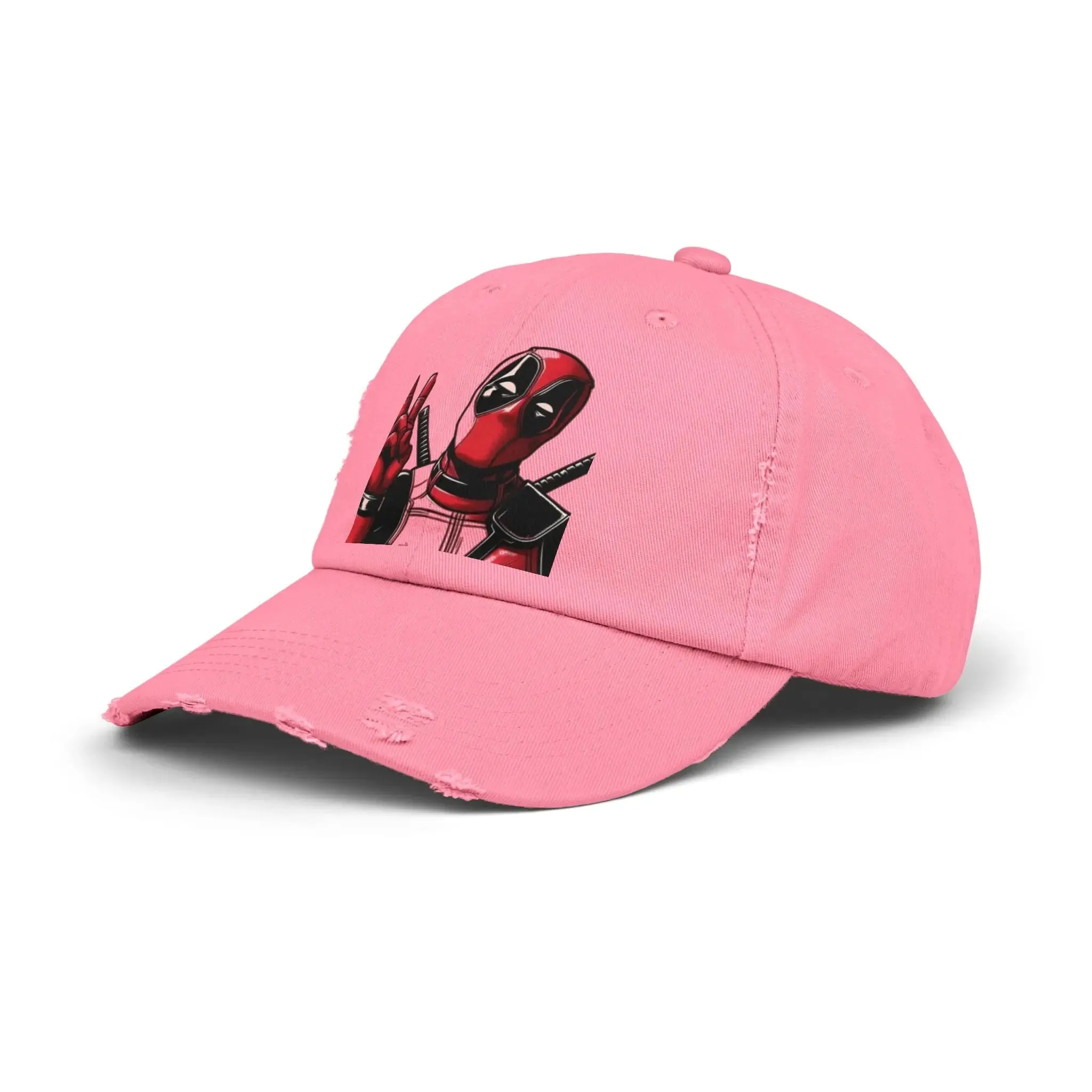Men's & Women's  Distressed Cap with Deadpool Design - Trendy Casual Headwear for Marvel Fans